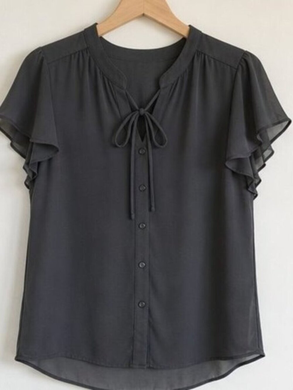Charcoal Ruffle Blouse